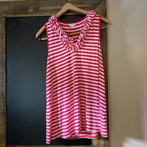 CROWN & IVY SLEEVELESS RUFFLE NECK TOP PINK Sz. S